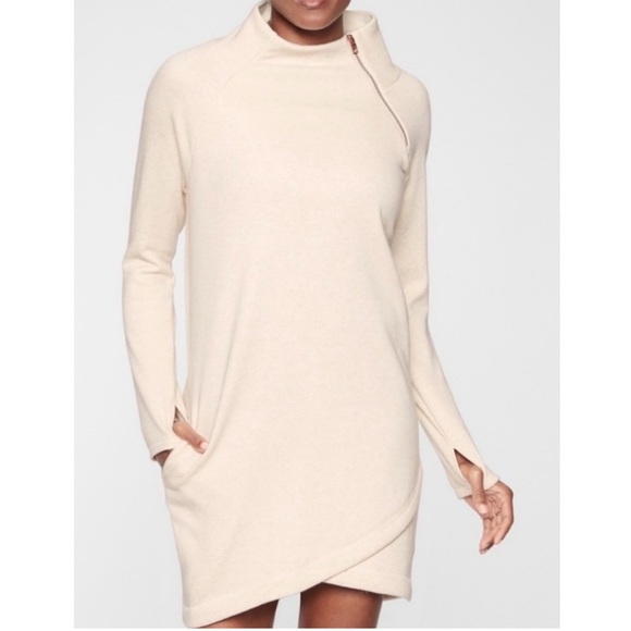 Athleta Dresses & Skirts - Athleta Cream Asymmetrical Long Sleeve Dress